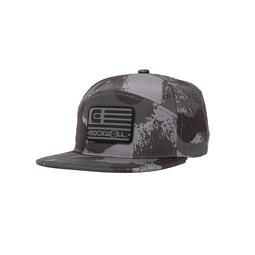 Rockwell 7 Panel Black Flag Hat