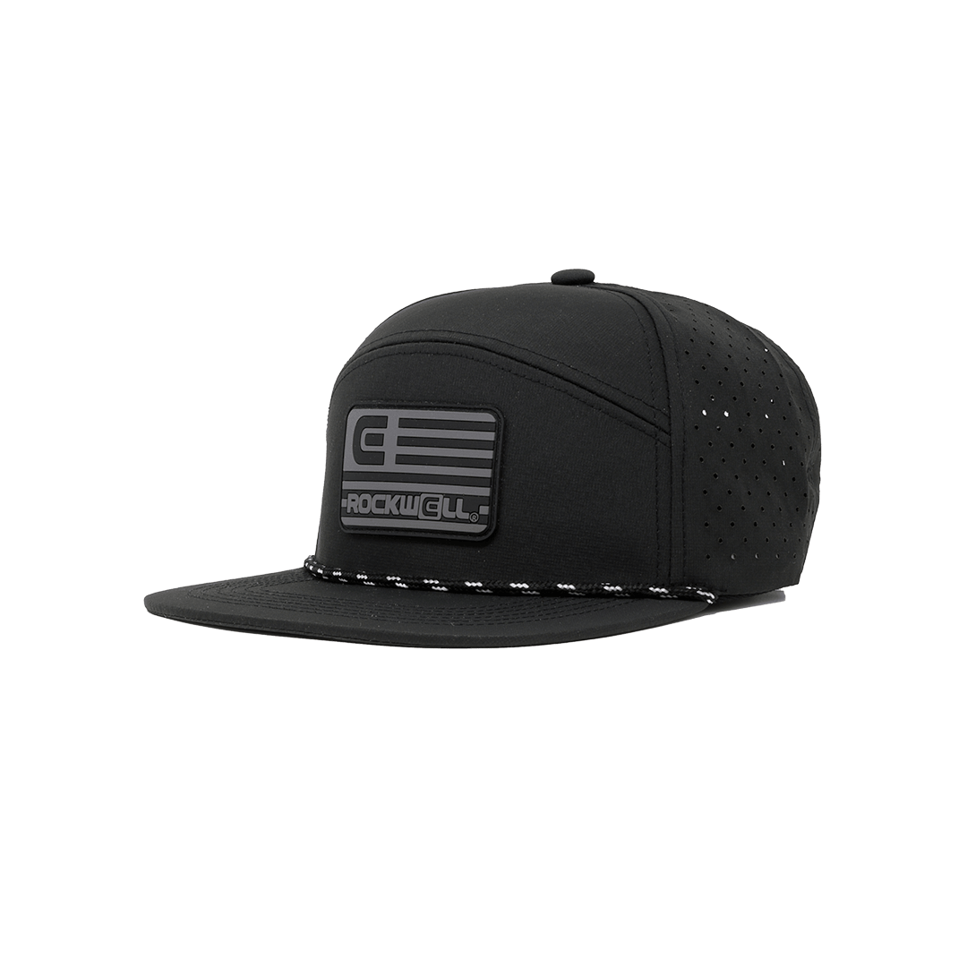 Rockwell 7 Panel Roped Black Flag Hat