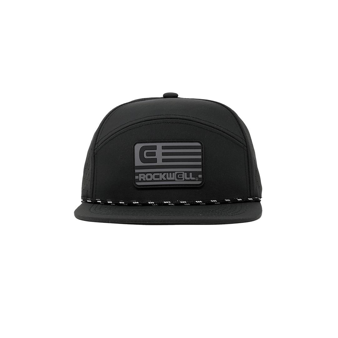 Rockwell 7 Panel Roped Black Flag Hat