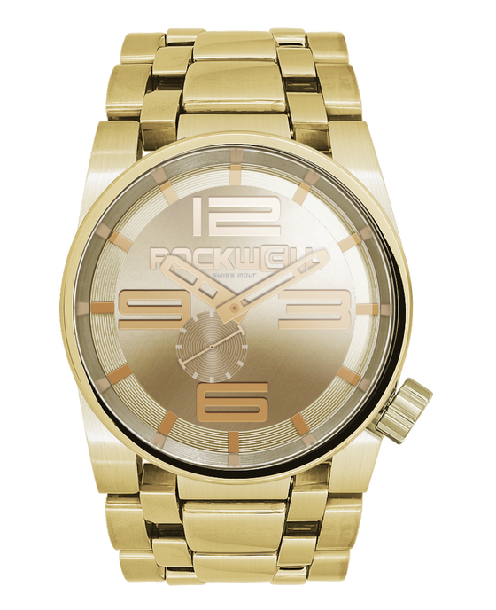 gold 50 round analog watch
