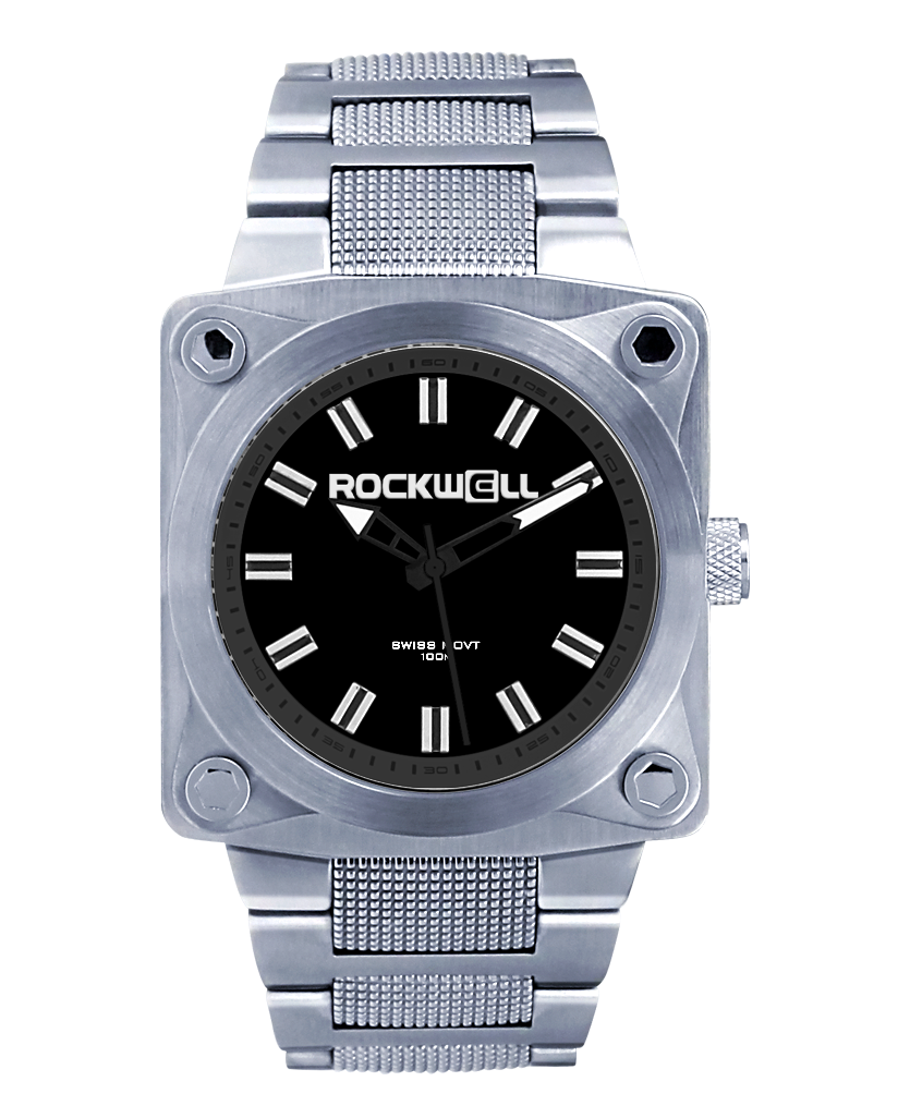 silver 747 analog watch with black dial and silver accents