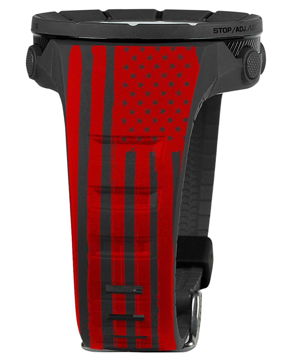 phantom black coliseum digital watch with red american flag assault bands