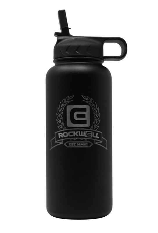 32 oz Phantom Black Rockwell Warrior Flask with Lid Straw