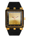 gold carbon fiber lite analog watch with black silicone bands