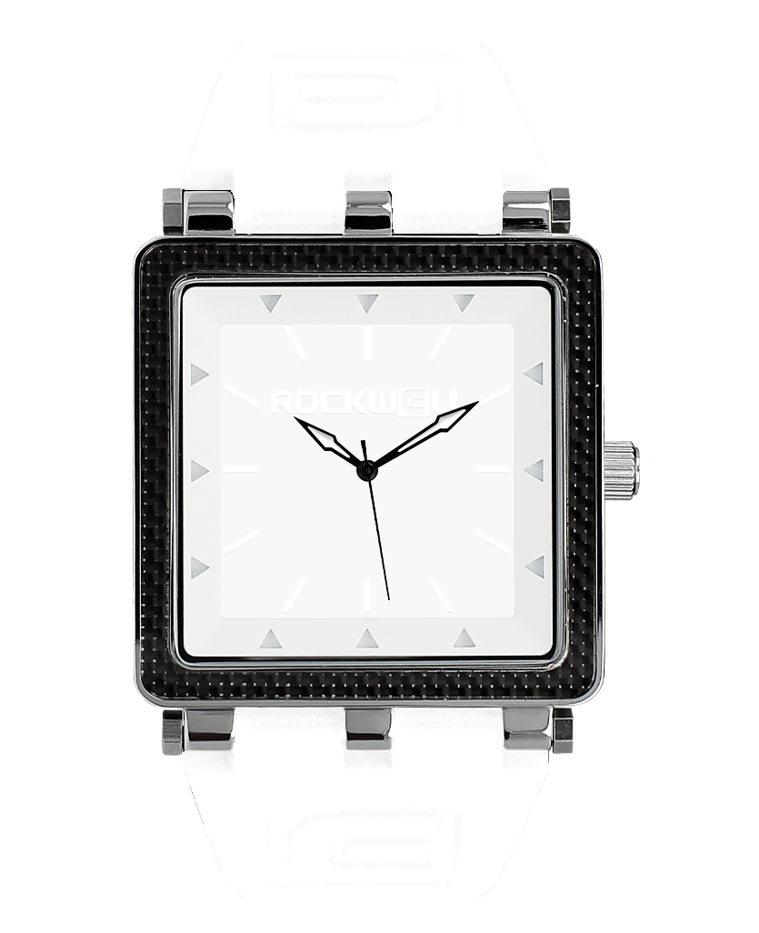 white carbon fiber analog watch