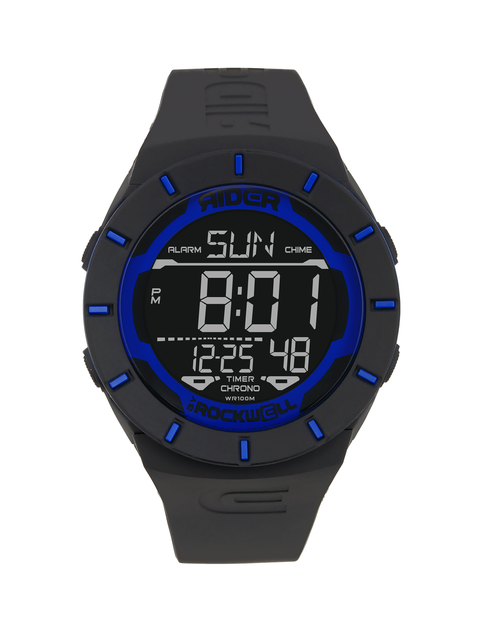 Coliseum Black with Blue bezel Rubber digital watch