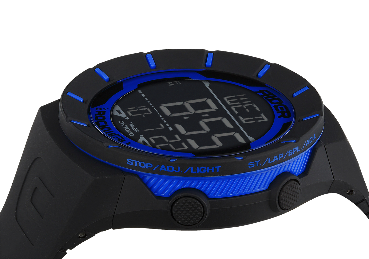 Coliseum Black with Blue bezel Rubber digital watch