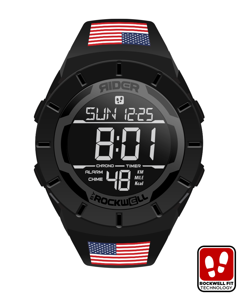 phantom black coliseum digital watch with flags of the world bands