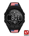 phantom black coliseum digital watch with flags of the world bands