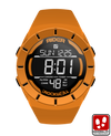 orange coliseum digital watch with black accents