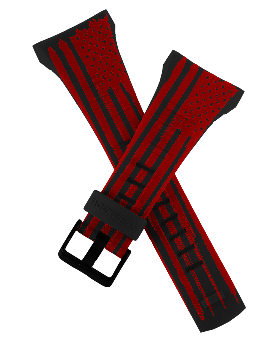 phantom black coliseum digital watch with red american flag assault bands