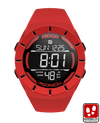 red coliseum digital watch with black accents