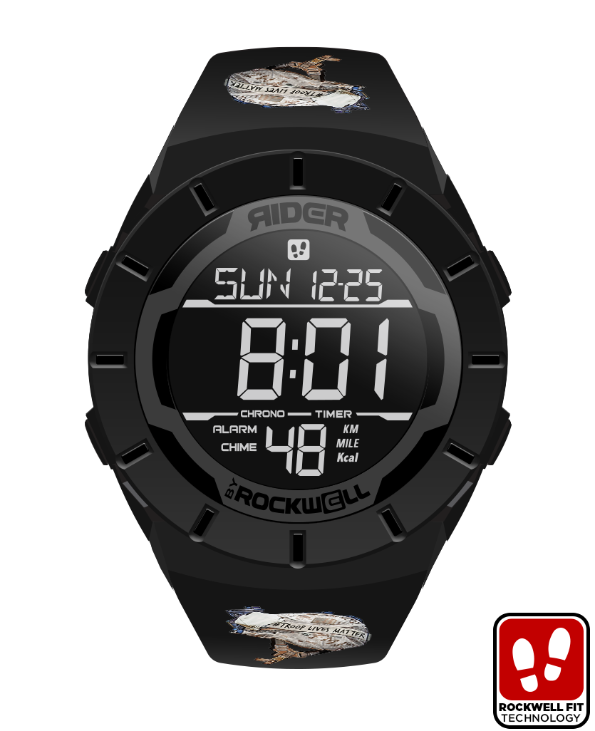 phantom black coliseum digital watch with troop lives matter bands