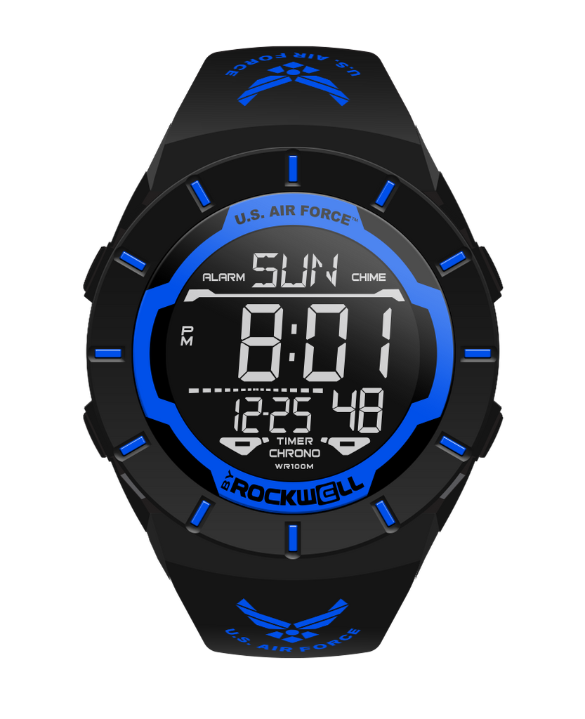 Coliseum Air Force Edition Black/Blue Men's Digital Watch by Rockwell Time