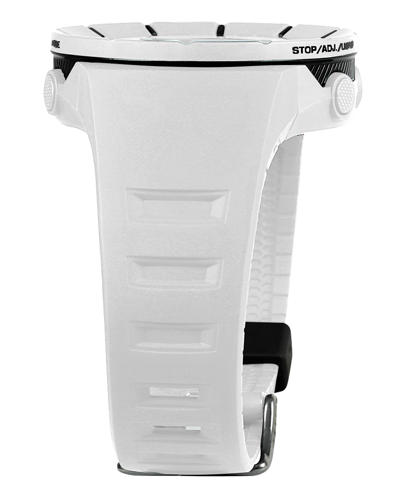 white coliseum digital watch with black accents