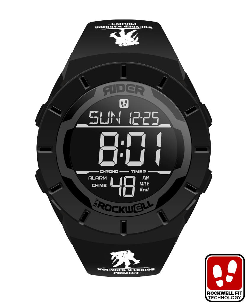 phantom black coliseum digital watch with wounded warrior project bands
