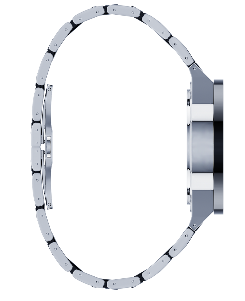 tier 3 edition silver commander elite analog watch with black ceramic bezel and inner links