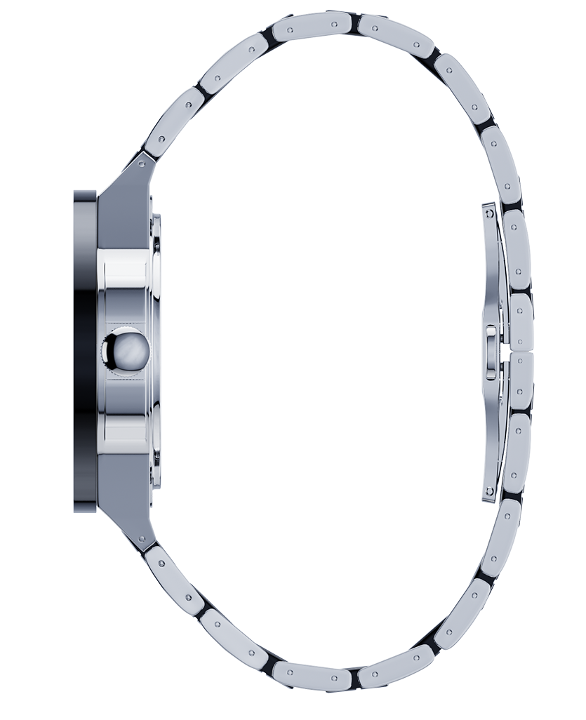 tier 3 edition silver commander elite analog watch with black ceramic bezel and inner links