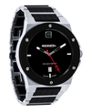 tier 1 silver commander elite analog watch with black ceramic bezel and inner links