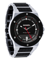 tier 3 edition silver commander elite analog watch with black ceramic bezel and inner links