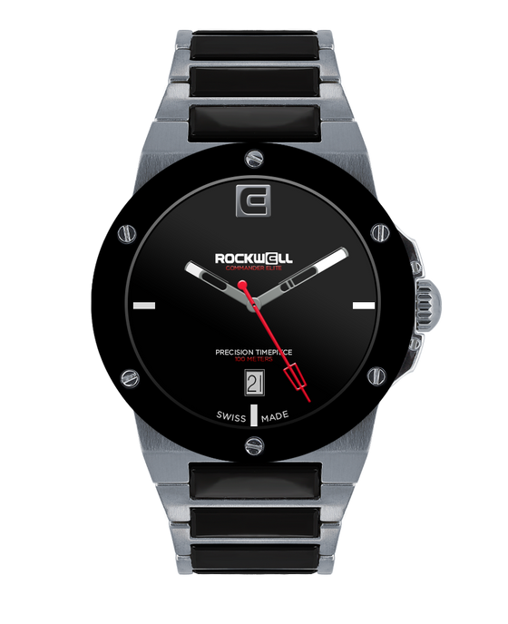 tier 1 edition silver commander elite with black dial and black ceramic inner links