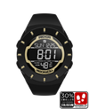black coliseum forum digital watch with gold accents
