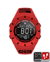 red coliseum forum digital watch with black accents and remember everyone deployed with american flag bands