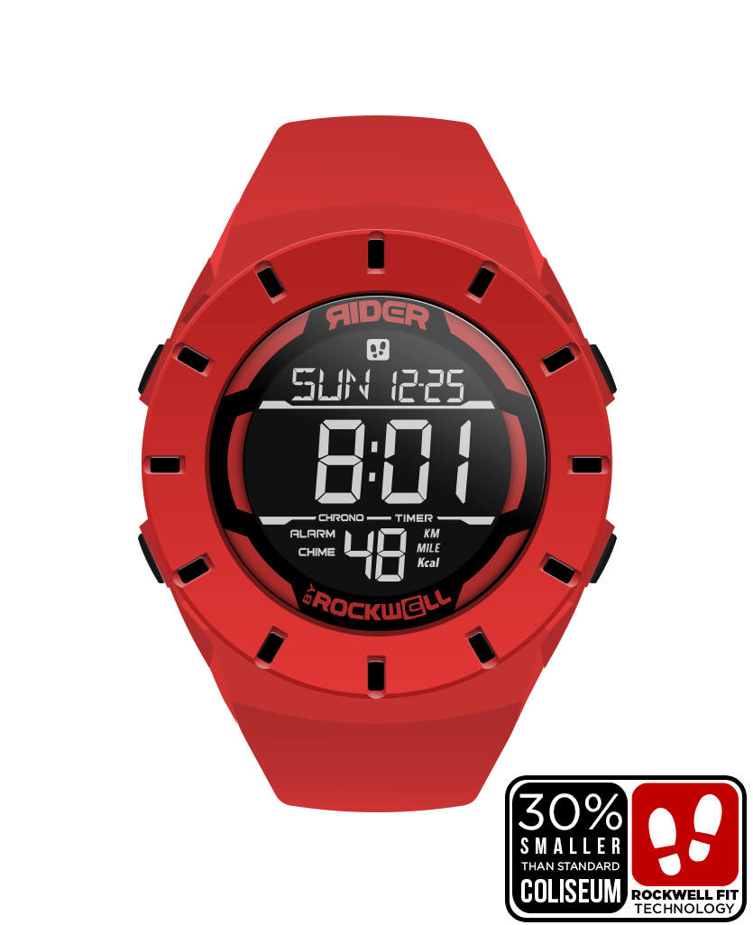 red coliseum forum digital watch with black accents