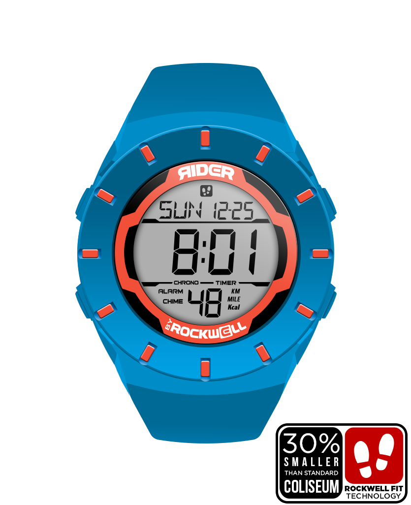 shark blue coliseum forum digital watch with orange accents