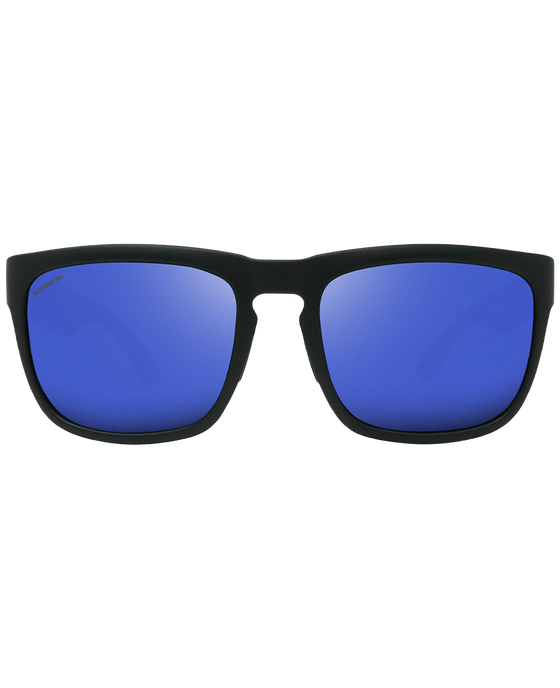 black monaco sunglasses with blue lenses