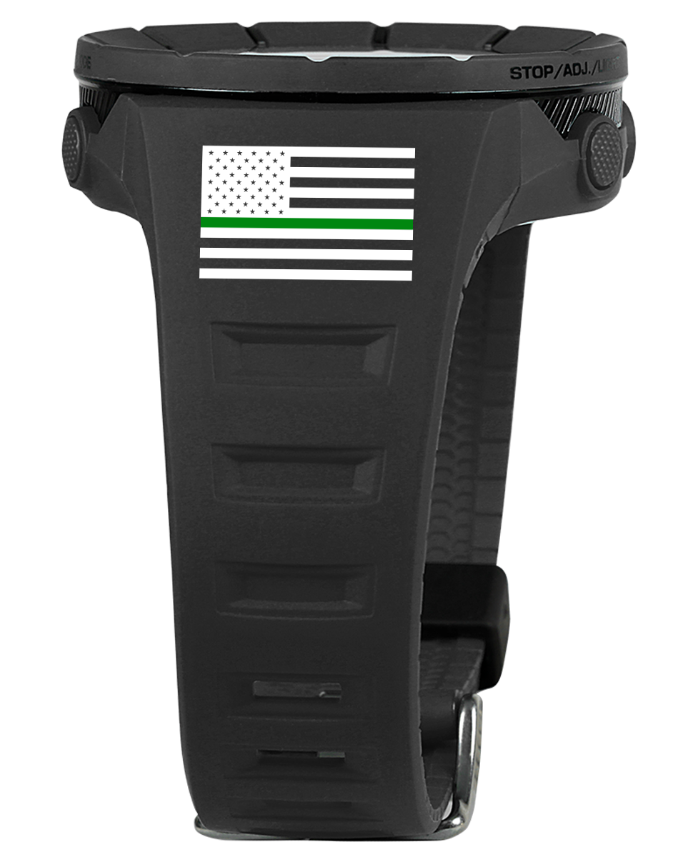 phantom black digital watch with Border Patrol American flag bands  Edit alt text