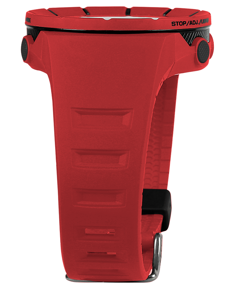 red coliseum digital watch with black accents