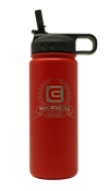 18 oz Valor Red Rockwell Warrior flask water bottle with Straw lid