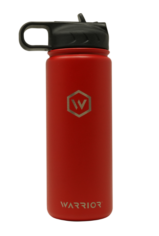 18 oz Valor Red Rockwell Warrior flask water bottle with Straw lid