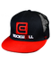 Snapback Trucker Hat OG Stacked logo Black/Red mesh back