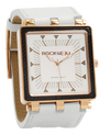 CF White/Rose Gold Dial with white leather band - Square watch