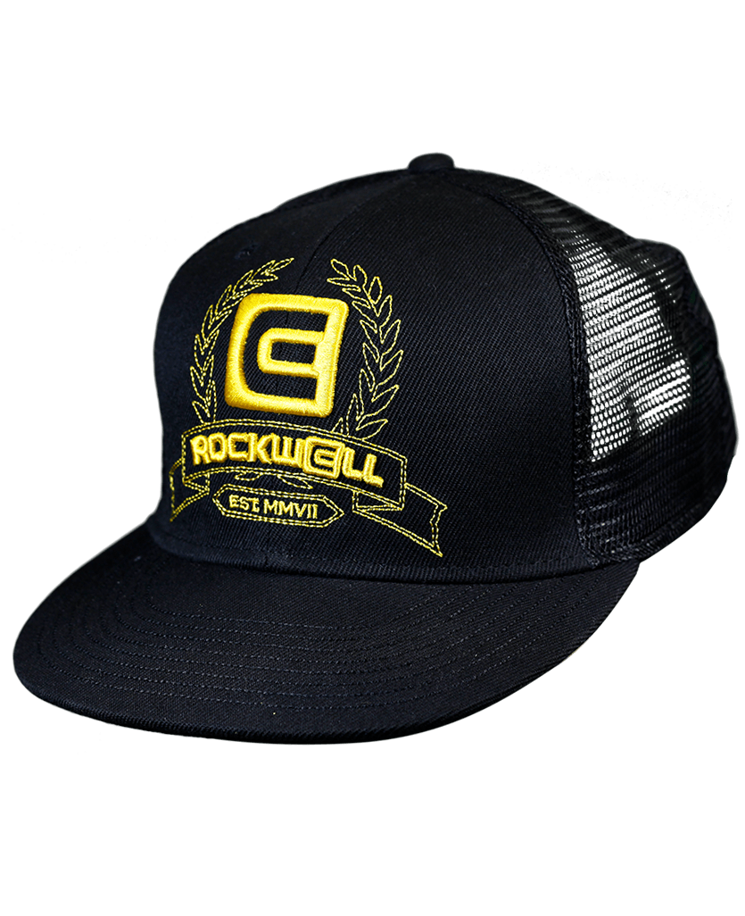 Snapback Trucker Hat Black/Gold Royal Logo mesh back