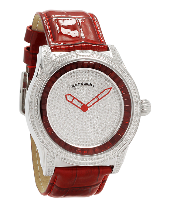The Ruby Rivers red leather band with ruby stones in the dial- Watch
