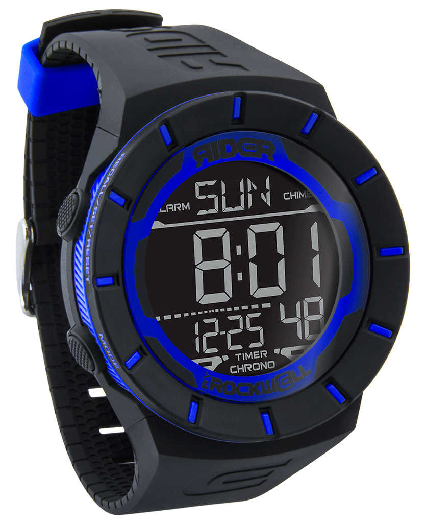 Coliseum Black with Blue bezel Rubber digital watch