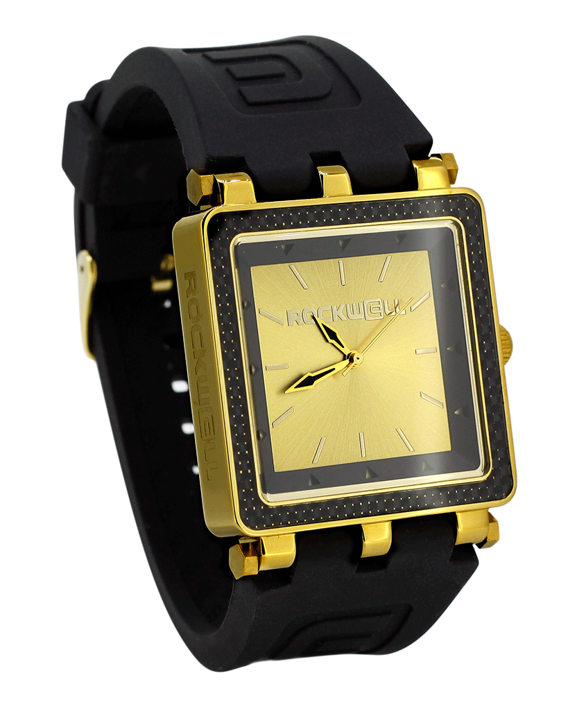 CF Lite Black/Gold Dial with Black silicone band - Square Watch)