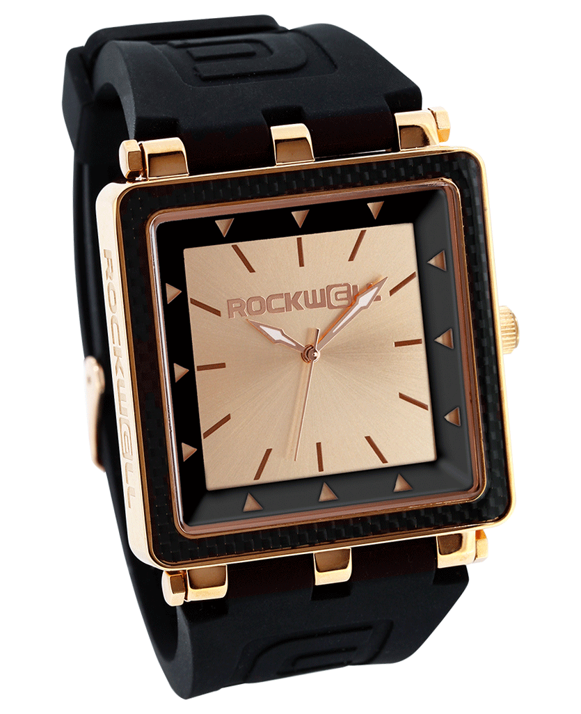 CF Black Silicone band with Black/Rose gold Dial Square watch