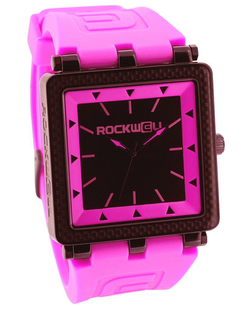 CF Pink Silicone band with Pink/Black Dial - Square watch