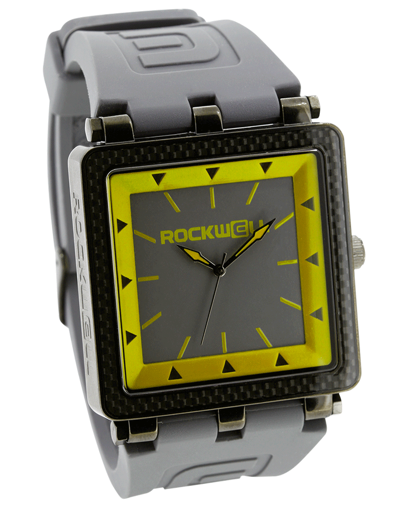 CF Gray/Yellow Dial with Grey Silicone band - Square Watch