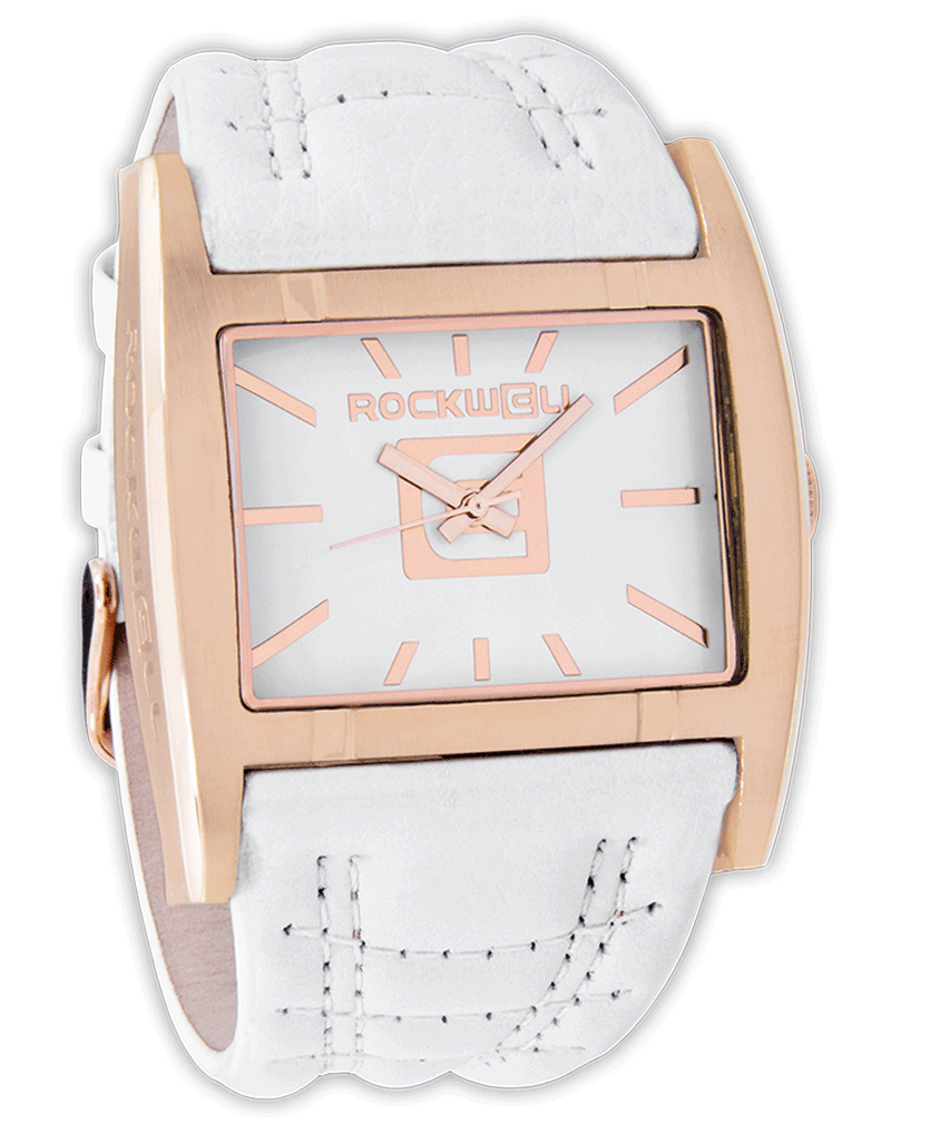 Rose Gold Apostle with White Dial and White Leather Band