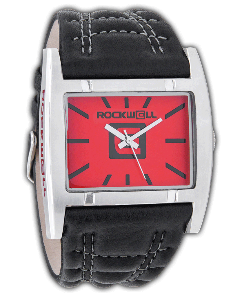 Silver Apostle with Red Dial and Black Leather Band