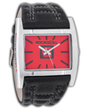 Silver Apostle with Red Dial and Black Leather Band