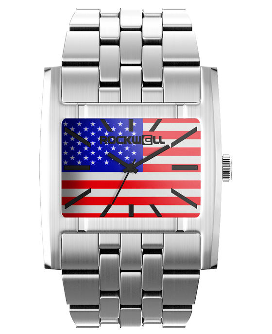 Silver Freedom edition American flag apostle analog watch