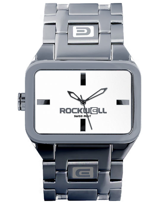 silver white duel time analog watch