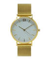 gold voyager analog watch with white dial