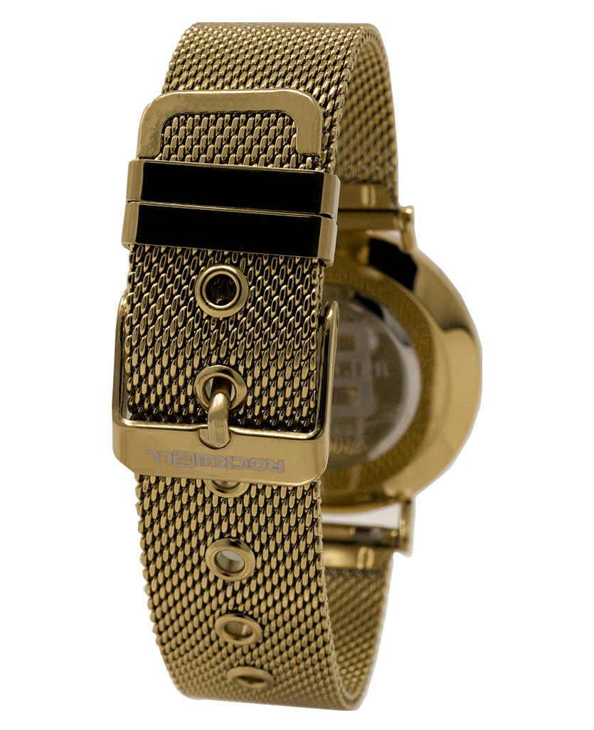 The Voyager - Gold Mesh band and White dial watch